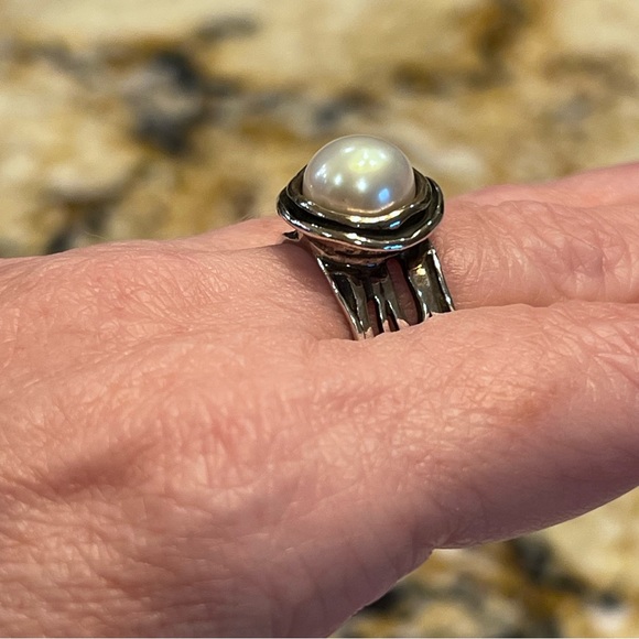 ⭐️ Israel Pearl Sterling Silver Ring Size 5.5/6 - Picture 13 of 14